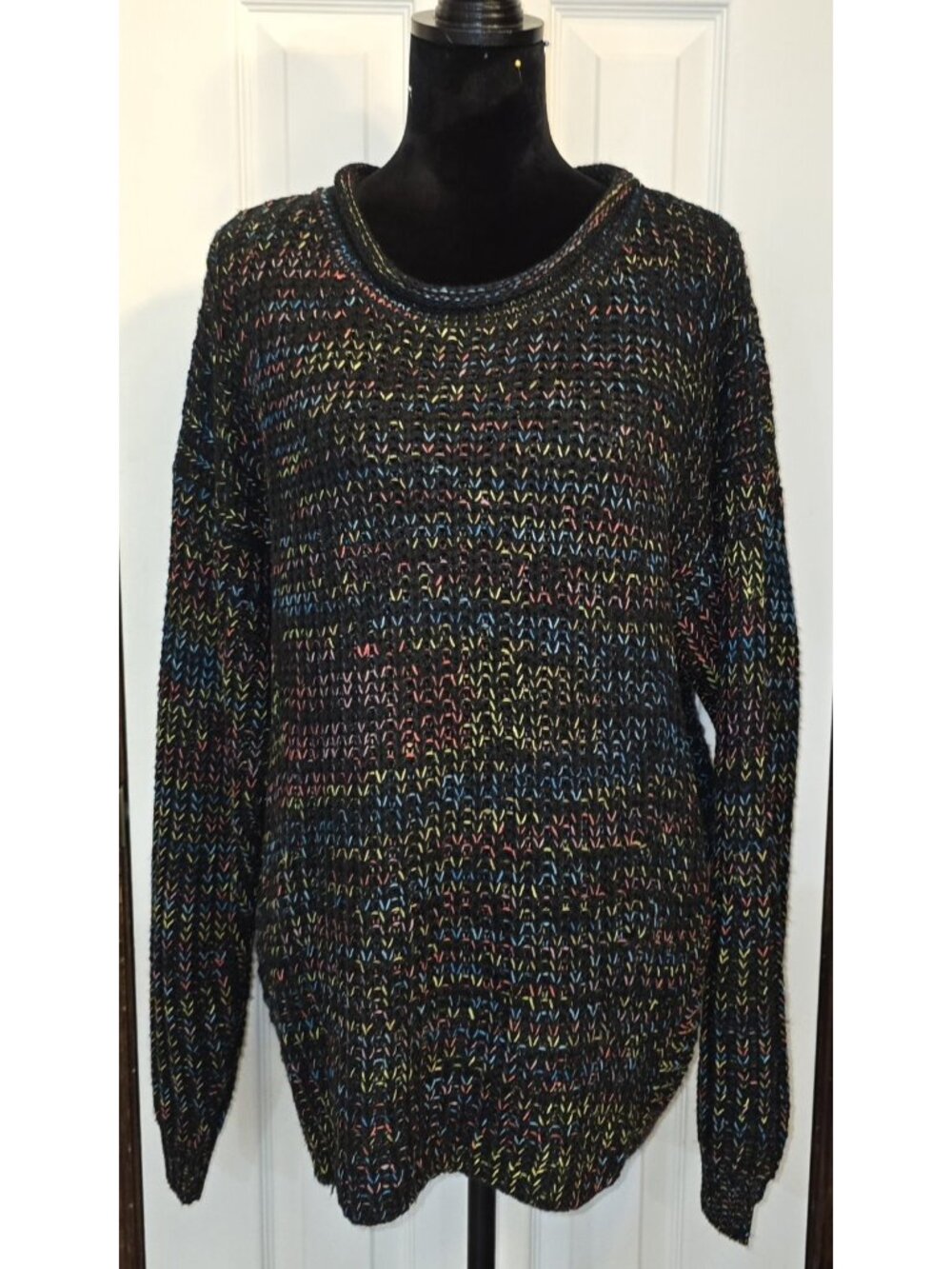​​Davi & Dani Confetti Speckled Chunky Knit Sweater Medium Oversized Rainbow